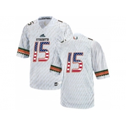 2016 US Flag Fashion 2016 Mens Miami Hurricanes #15 College Football Jerseys - Green White