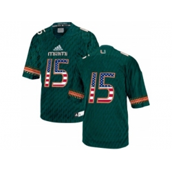 2016 US Flag Fashion 2016 Mens Miami Hurricanes #15 College Football Jerseys - Green