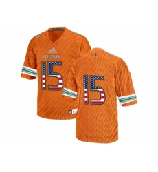 2016 US Flag Fashion 2016 Mens Miami Hurricanes #15 College Football Jerseys - Orange