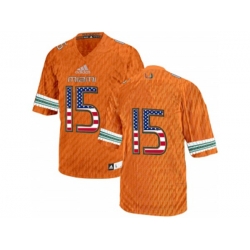 2016 US Flag Fashion 2016 Mens Miami Hurricanes #15 College Football Jerseys - Orange