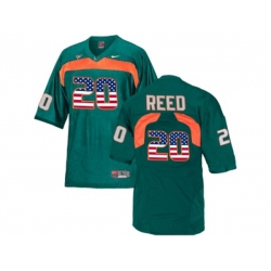 2016 US Flag Fashion Mens Miami Hurricanes Ed Reed #20 College Football Jersey - Green