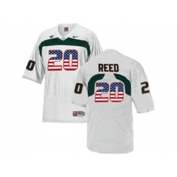 2016 US Flag Fashion Mens Miami Hurricanes Ed Reed #20 College Football Jersey - White