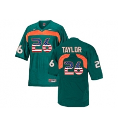 2016 US Flag Fashion Mens Miami Hurricanes Sean Taylor #26 College Football Jersey - Green