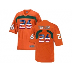 2016 US Flag Fashion Mens Miami Hurricanes Sean Taylor #26 College Football Jersey - Orange