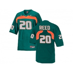 Mens Miami Hurricanes Ed Reed #20 College Football Jersey - Green
