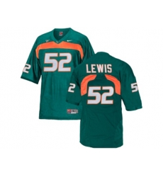 Mens Miami Hurricanes Ray Lewis #52 College Football Jersey - Green