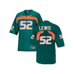 Mens Miami Hurricanes Ray Lewis #52 College Football Jersey - Green