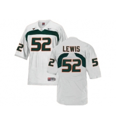 Mens Miami Hurricanes Ray Lewis #52 College Football Jersey - White