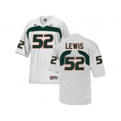 Mens Miami Hurricanes Ray Lewis #52 College Football Jersey - White