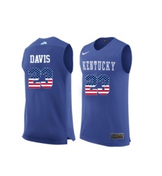 2016 US Flag Fashion Mens Kentucky Wildcats Anthony Davis #23 College Basketball Jersey - Royal Blue