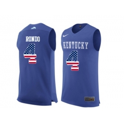 2016 US Flag Fashion Mens Kentucky Wildcats Rajon Rondo #4 College Basketball Jersey - Royal Blue 2016 US Flag Fashion Mens Kentucky Wildcats Rajon Rondo #4 College Basketball Jersey - Royal Blue