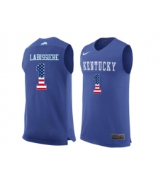 2016 US Flag Fashion Mens Kentucky Wildcats Skal Labissiere #1 College Basketball Jersey - Royal Blue