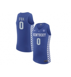 2017 Mens Kentucky Wildcats DeAaron Fox #0 College Basketball Elite Jersey - Royal Blue