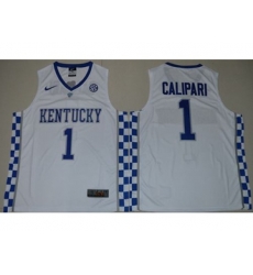 Kentucky Wildcats #1 John Calipari White Basketball Stitched NCAA Jersey