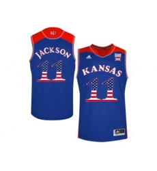 2016 US Flag Fashion 2016 Mens Kansas Jayhawks Josh Jackson #11 College Basketball Authentic Jersey - Royal Blue
