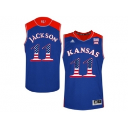 2016 US Flag Fashion 2016 Mens Kansas Jayhawks Josh Jackson #11 College Basketball Authentic Jersey - Royal Blue