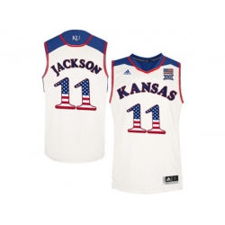 2016 US Flag Fashion 2016 Mens Kansas Jayhawks Josh Jackson #11 College Basketball Authentic Jersey - White