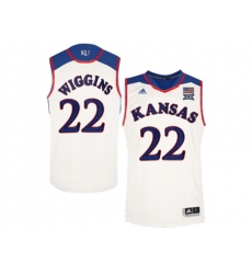 Mens Kansas Jayhawks Andrew Wiggins #22 College Basketball Authentic Jersey - White