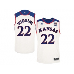 Mens Kansas Jayhawks Andrew Wiggins #22 College Basketball Authentic Jersey - White