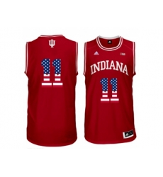 2016 US Flag Fashion Mens Indiana Hoosiers Isiah Thomas #11 Big 10 Patch College Basketball Authentic Jerseys - Red