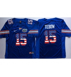 Florida Gators #15 Tim Tebow Blue USA Flag College Jersey