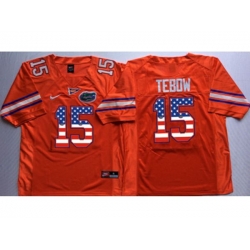 Florida Gators #15 Tim Tebow Orange USA Flag College Jersey
