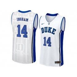 Mens Duke Blue Devils Brandon Ingram #14 V Neck College Basketball Elite Jersey - White