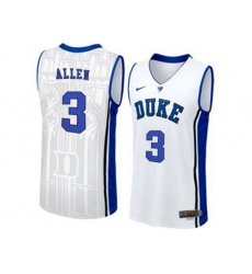 Mens Duke Blue Devils Garyson Allen #3 V Neck College Basketball Elite Jersey - White