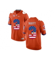 2016 US Flag Fashion Clemson Tigers Artavis Scott #3 College Football Limited Jersey - Orange
