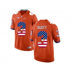 2016 US Flag Fashion Clemson Tigers Artavis Scott #3 College Football Limited Jersey - Orange 2016 US Flag Fashion Clemson Tigers Artavis Scott #3 College Football Limited Jersey - Orange