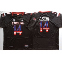 South Carolina Gamecocks #14 C.Shaw Black USA Flag College Jersey South Carolina Gamecocks #14 C.Shaw Black USA Flag College Jersey