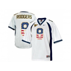 2016 US Flag Fashion Mens California Golden Bears Aaron Rodgers #8 College Football Jersey - White 2016 US Flag Fashion Mens California Golden Bears Aaron Rodgers #8 College Football Jersey - White