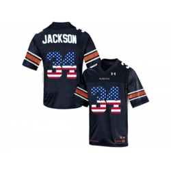 2016 US Flag Fashion Mens Under Armour Bo Jackson #34 Auburn Tigers College Football Throwback Jersey - Navy Blue