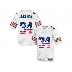 2016 US Flag Fashion Mens Under Armour Bo Jackson #34 Auburn Tigers College Football Throwback Jersey - White