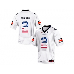 2016 US Flag Fashion Mens Under Armour Cam Newton #2 Auburn Tigers College Football Jersey - White