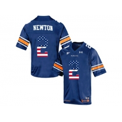 2016 US Flag Fashion Mens Under Armour Cam Newton #2 Auburn Tigers College Football Throwback Jersey - Navy Blue
