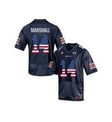 2016 US Flag Fashion Mens Under Armour Nick Marshall #14 Auburn Tigers College Football Jersey - Navy Blue