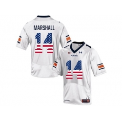 2016 US Flag Fashion Mens Under Armour Nick Marshall #14 Auburn Tigers College Football Jersey - White