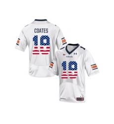 2016 US Flag Fashion Mens Under Armour Sammie Coates #18 Auburn Tigers College Football Jersey - White