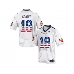 2016 US Flag Fashion Mens Under Armour Sammie Coates #18 Auburn Tigers College Football Jersey - White