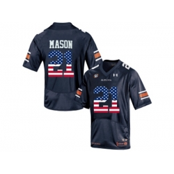2016 US Flag Fashion Mens Under Armour Tre Mason #21 Auburn Tigers College Football Jersey - Navy Blue