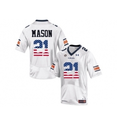 2016 US Flag Fashion Mens Under Armour Tre Mason #21 Auburn Tigers College Football Jersey - White