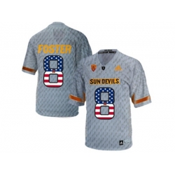 2016 US Flag Fashion Mens Arizona State Sun Devils D.J. Foster #8 Desert Fuel College Football Jersey - Grey 2016 US Flag Fashion Mens Arizona State Sun Devils D.J. Foster #8 Desert Fuel College Football Jersey - Grey