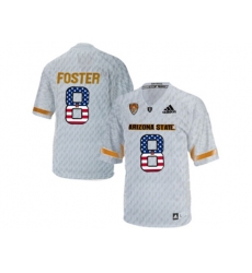 2016 US Flag Fashion Mens Arizona State Sun Devils D.J. Foster #8 Desert Ice College Football Jersey - White