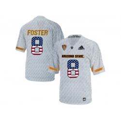 2016 US Flag Fashion Mens Arizona State Sun Devils D.J. Foster #8 Desert Ice College Football Jersey - White 2016 US Flag Fashion Mens Arizona State Sun Devils D.J. Foster #8 Desert Ice College Football Jersey - White