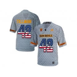 2016 US Flag Fashion Mens Arizona State Sun Devils Pat Tillman #42 Desert Fuel College Football Jersey - Grey 2016 US Flag Fashion Mens Arizona State Sun Devils Pat Tillman #42 Desert Fuel College Football Jersey - Grey