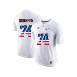 2016 US Flag Fashion Alabama Crimson Tide Cam Robinson #74 College Football Limited Jersey - White