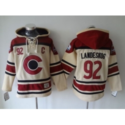 NHL Colorado Avalanche #92 Gabriel Landeskog Cream Sawyer Hooded Jerseys NHL Colorado Avalanche #92 Gabriel Landeskog Cream Sawyer Hooded Jerseys