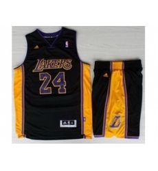 Los Angeles Lakers #24 Kobe Bryant Black Revolution 30 Swingman Suits Purple Number Style
