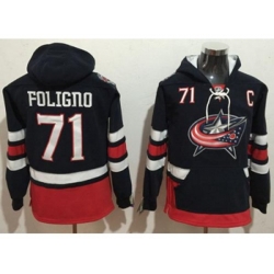 Columbus Blue Jackets #71 Nick Foligno Navy Blue Name & Number Pullover NHL Hoodie Columbus Blue Jackets #71 Nick Foligno Navy Blue Name & Number Pullover NHL Hoodie